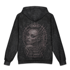 Forbidden Transmission Oversized Cotton Hoodie, Black Wash, back Printful mockup