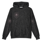 Forbidden Transmission Oversized Cotton Hoodie, Black Wash, front Printful mockup