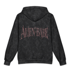 Veiled Madonna Oversized Cotton Hoodie, Black Wash, back Printful mockup