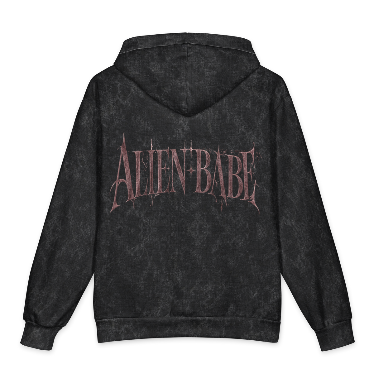 Veiled Madonna Oversized Cotton Hoodie, Black Wash, back Printful mockup