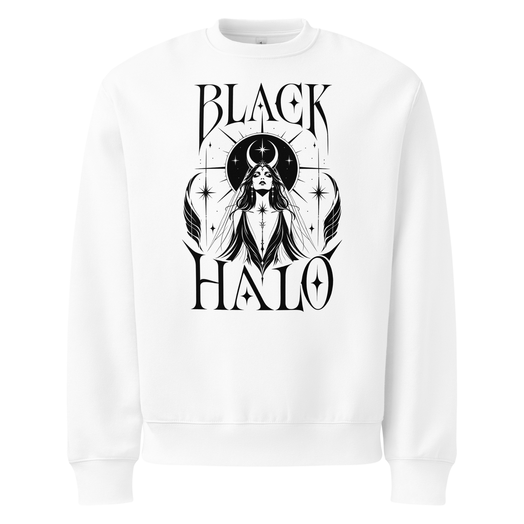 Black Halo Sweatshirt - Design I White
