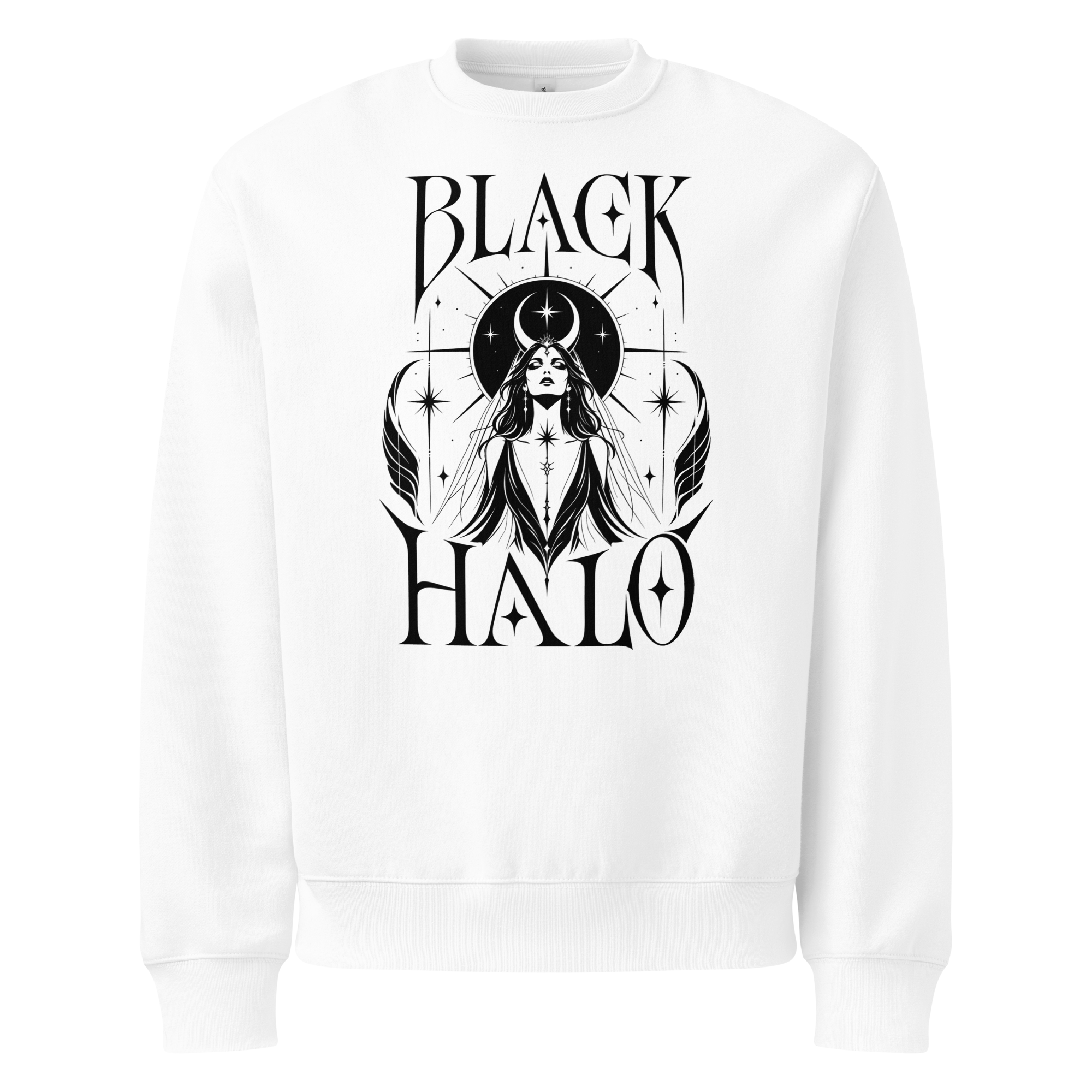Black Halo Sweatshirt - Design I White