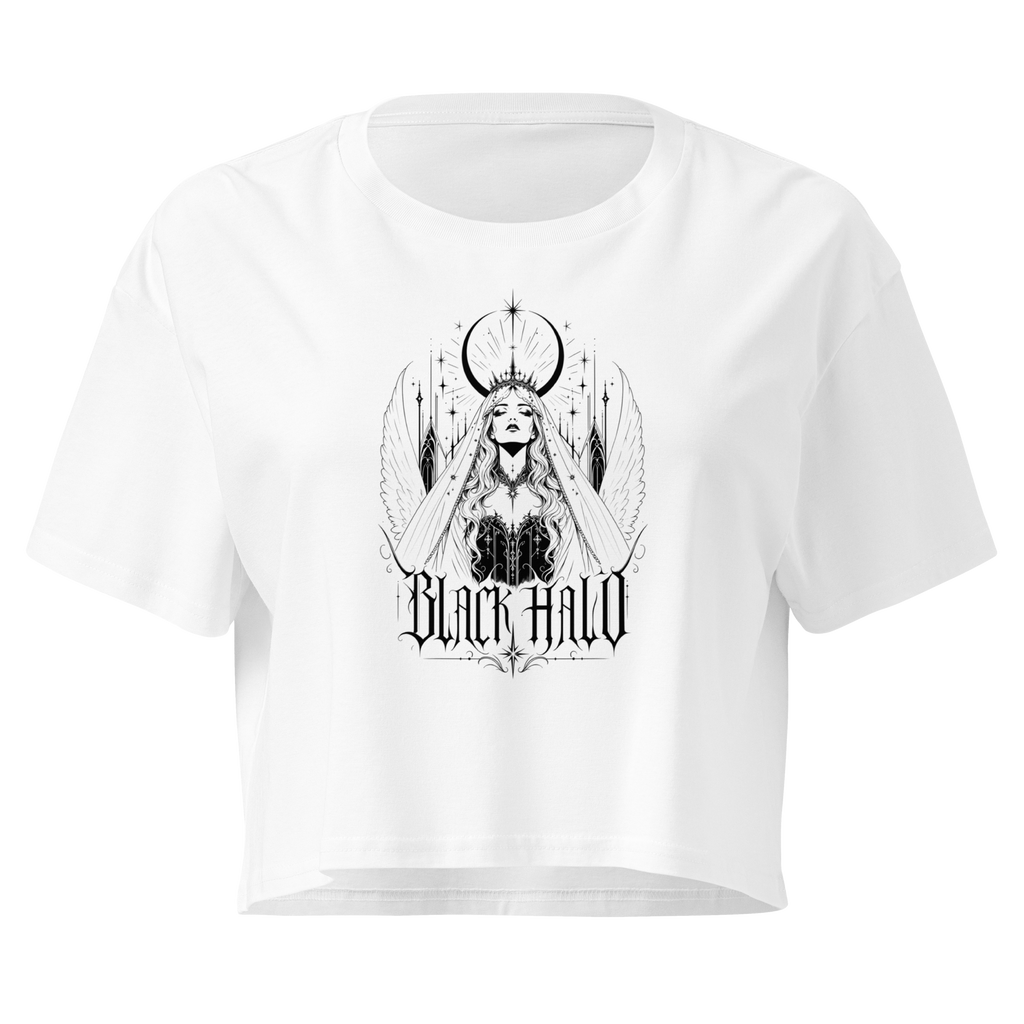 Black Halo Crop Top - Design II White