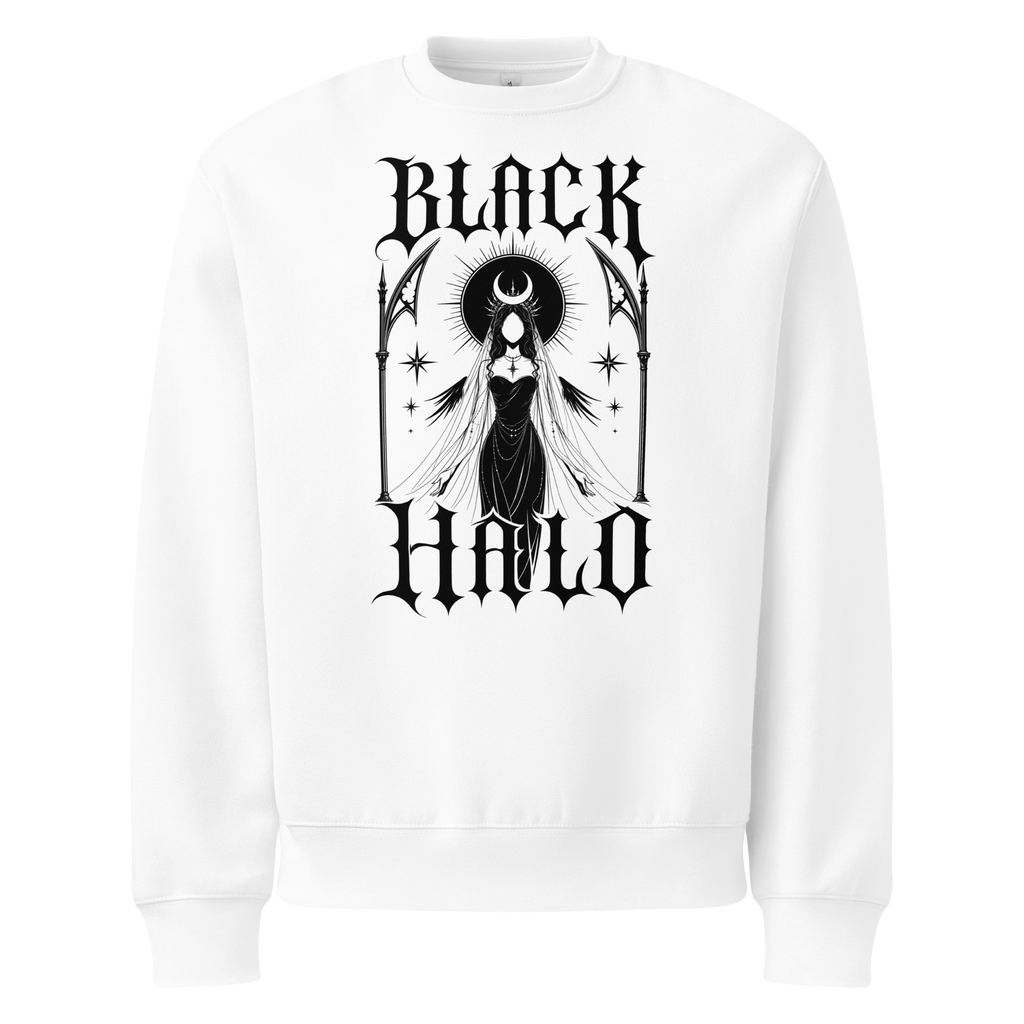 Black Halo Sweatshirt - Design III White