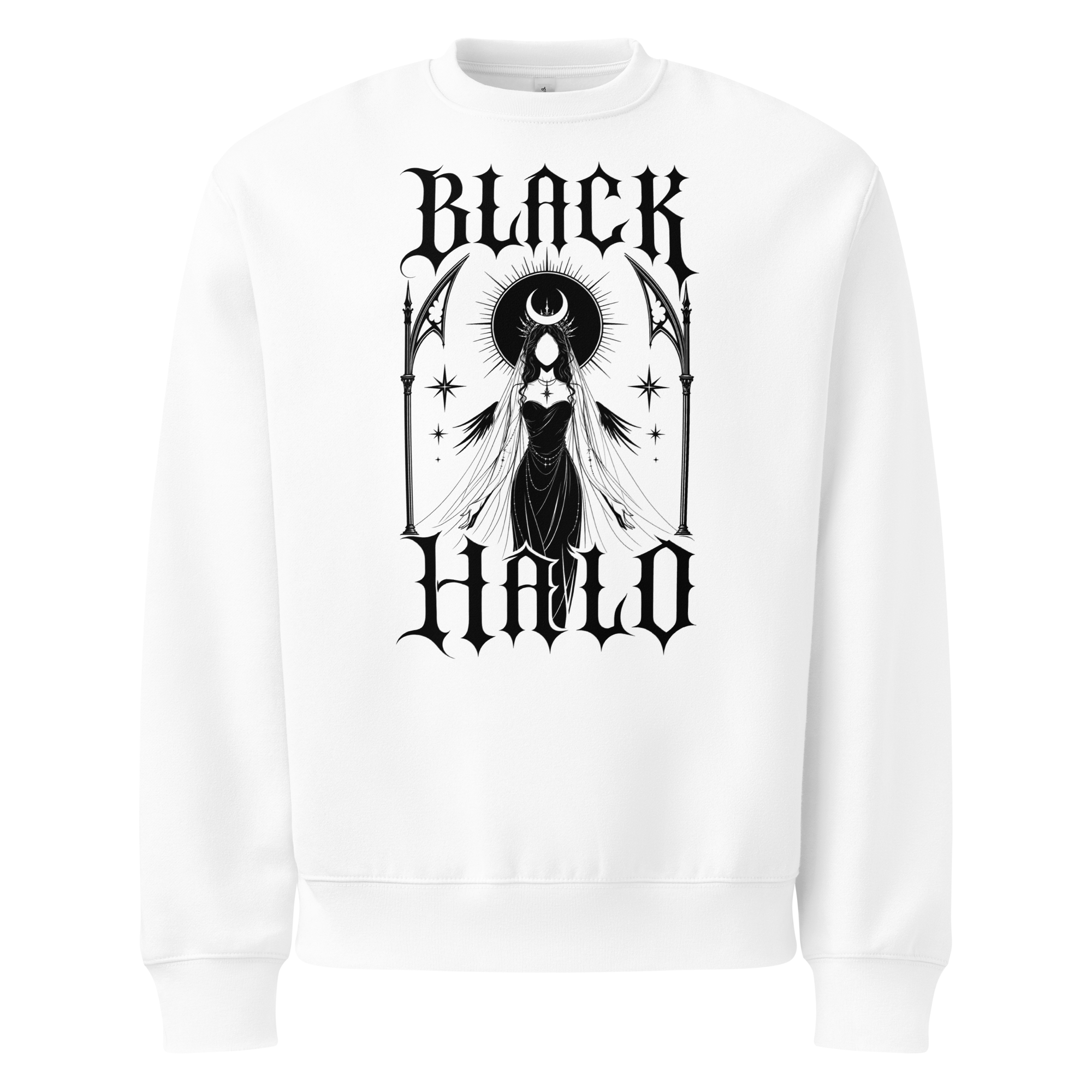 Black Halo Sweatshirt - Design III White