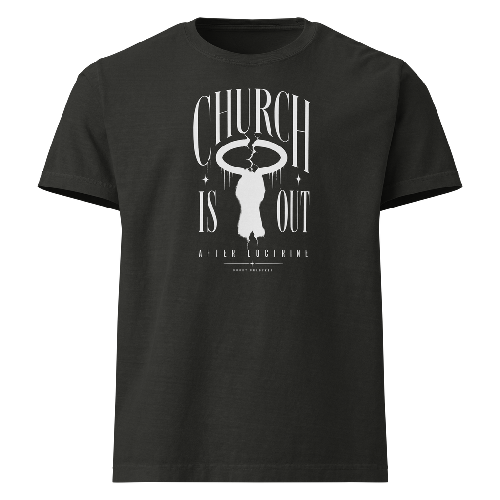 Church Is Out Oversized Tee - Washed Black front