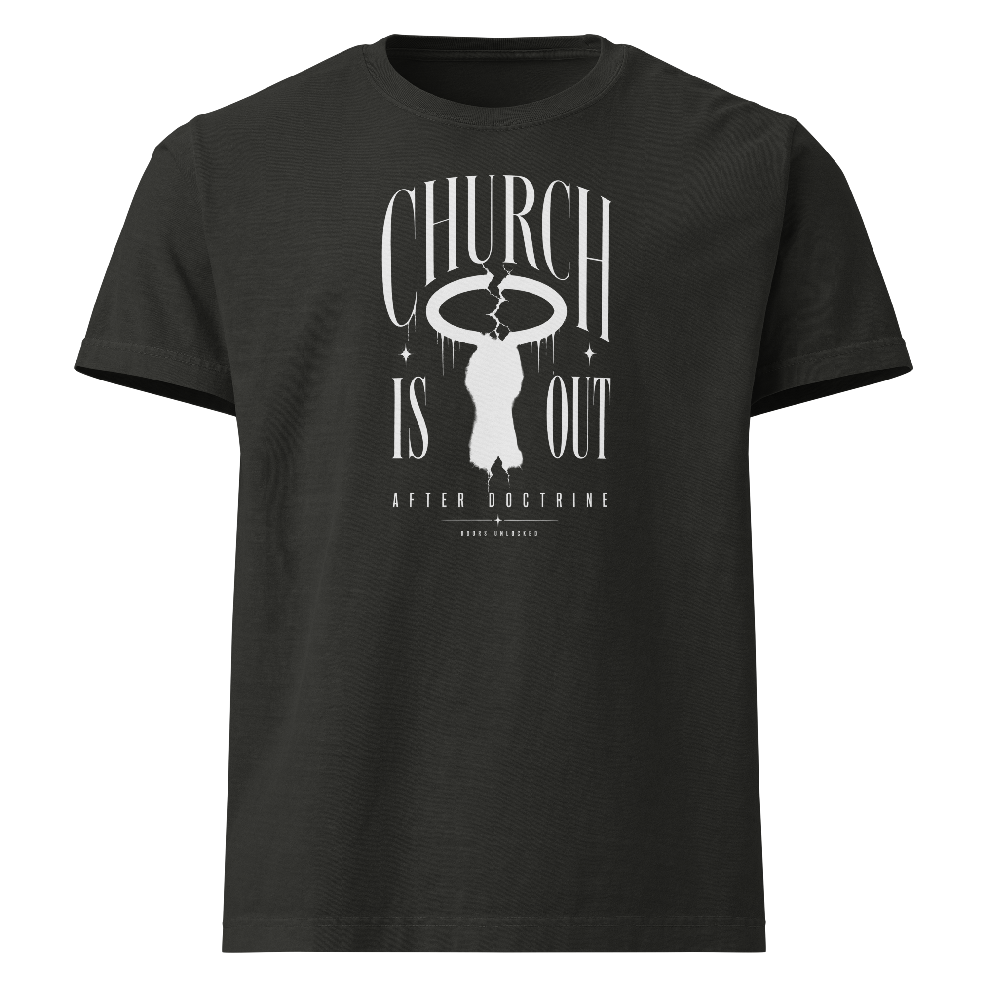 Church Is Out Oversized Tee - Washed Black front