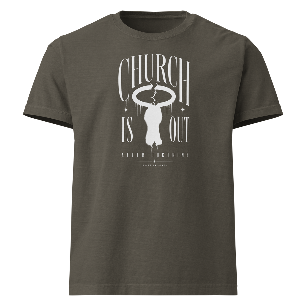 Church Is Out Oversized Tee - Washed Charcoal front