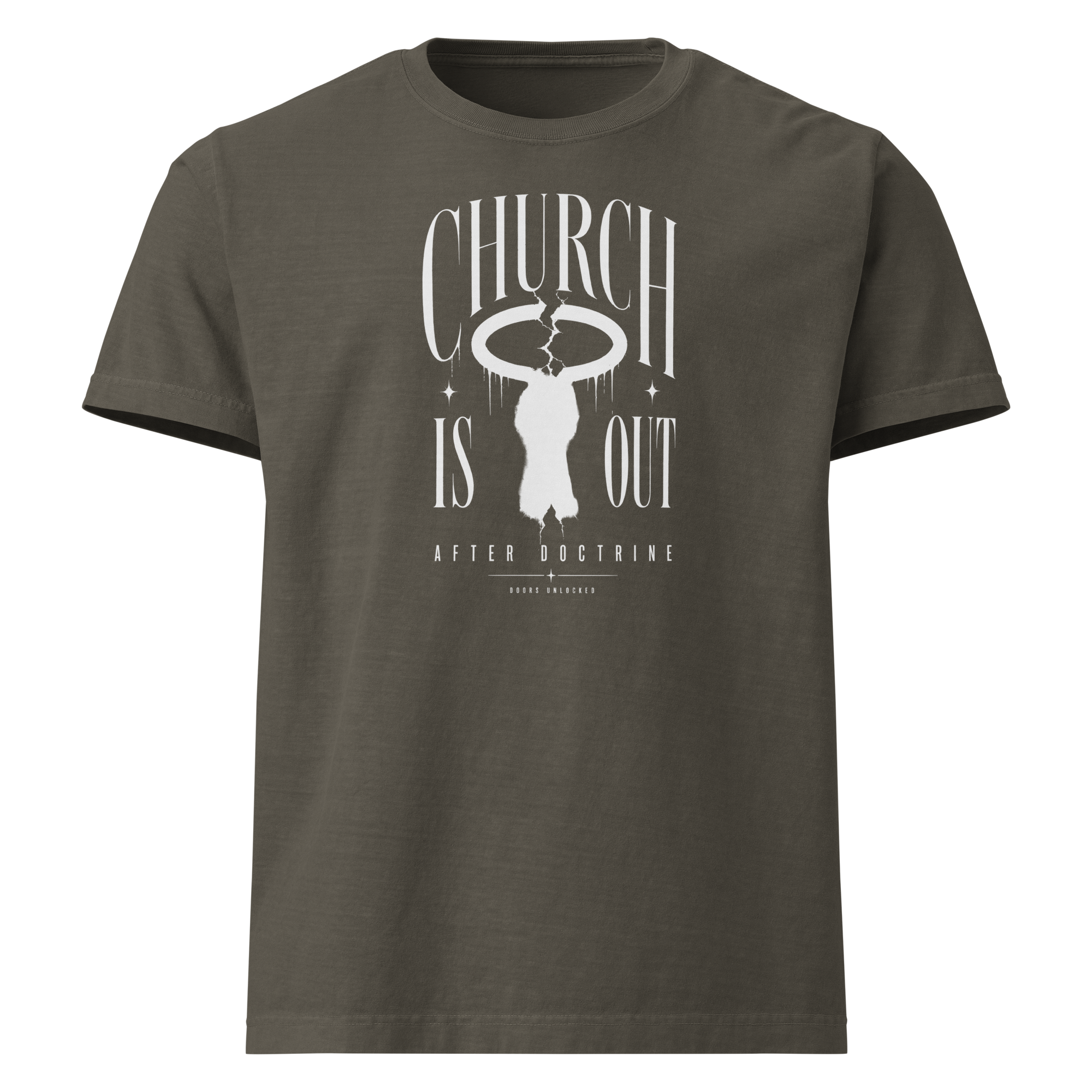 Church Is Out Oversized Tee - Washed Charcoal front