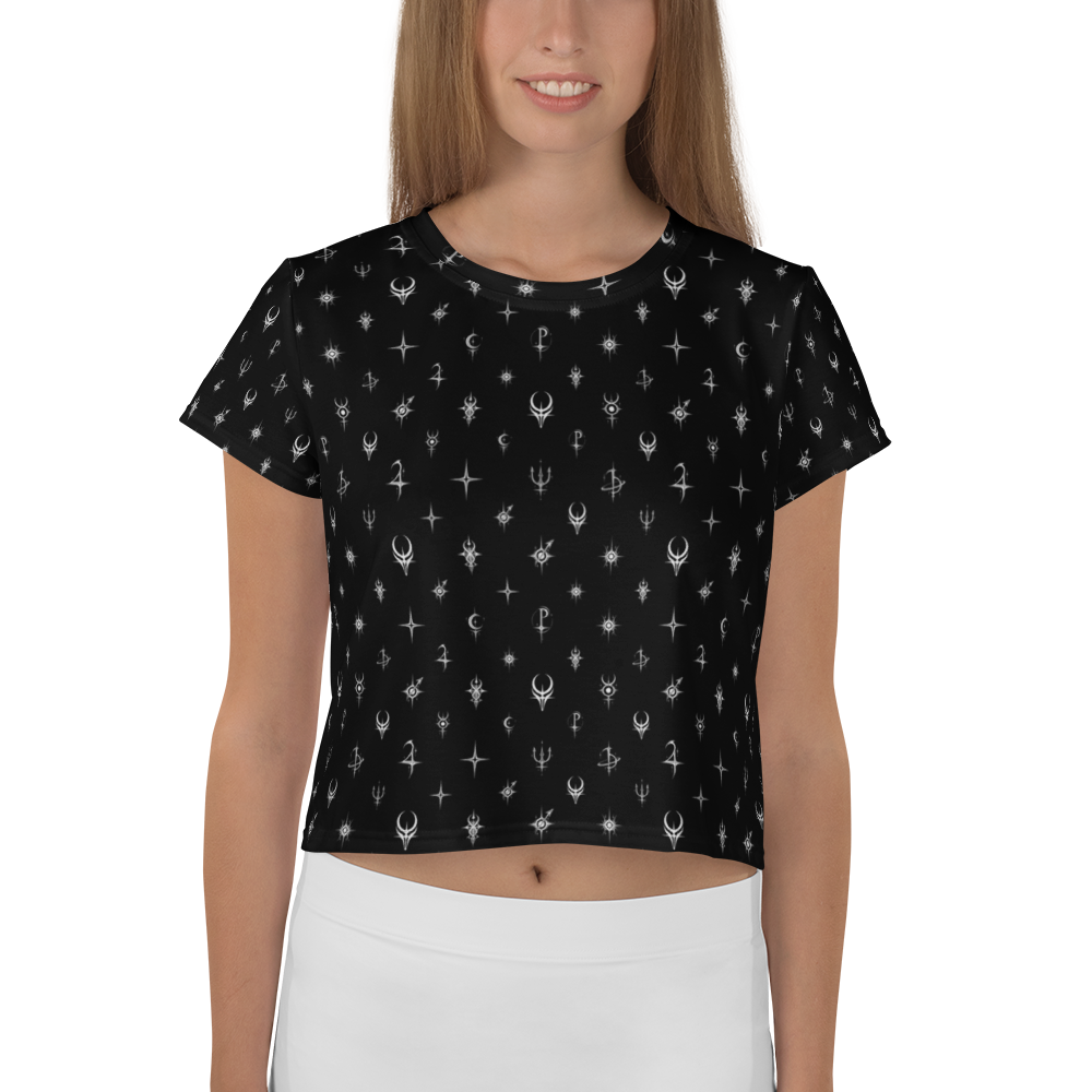 Cosmic Monogram Crop Tee - Black