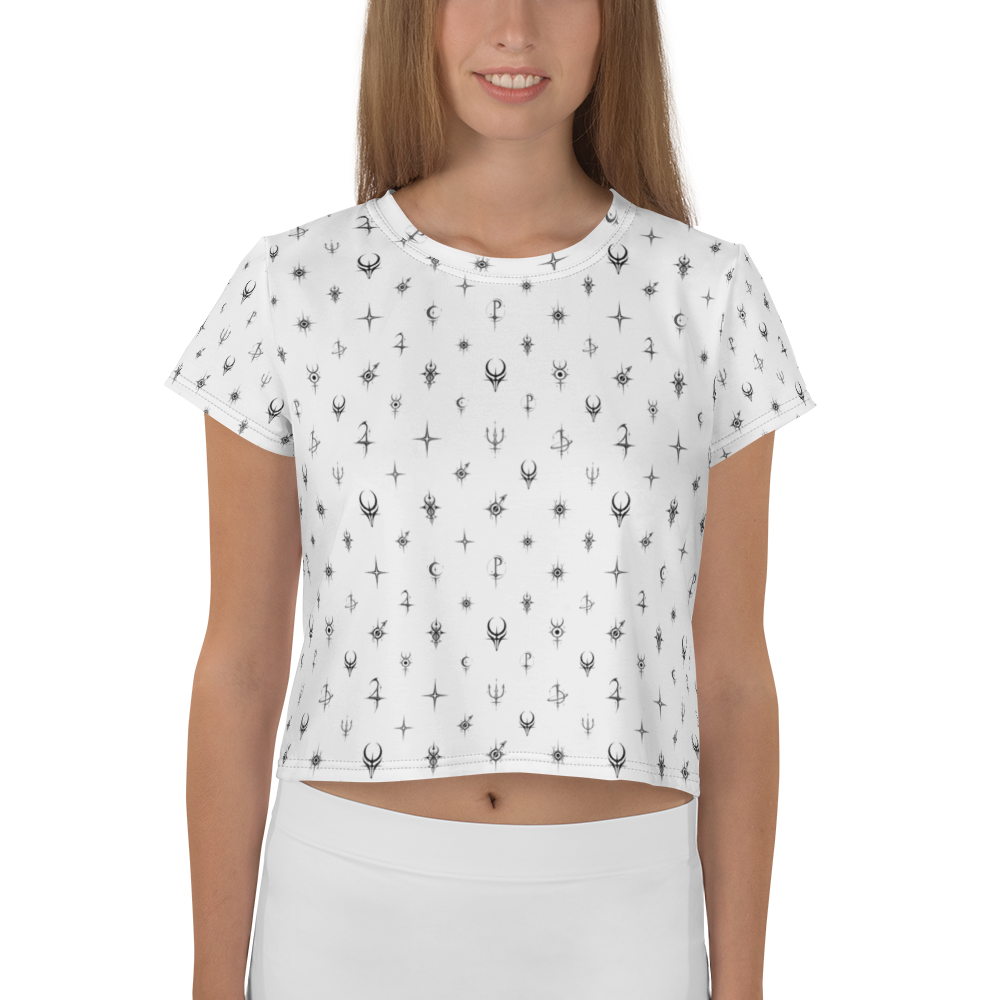 Cosmic Monogram Crop Tee - White