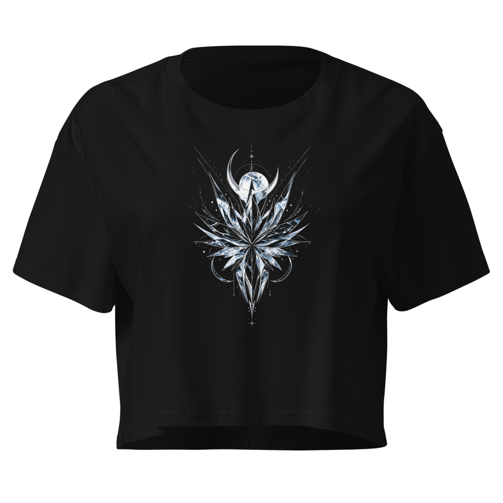 Crystal Veil Crop Top - Design I Black