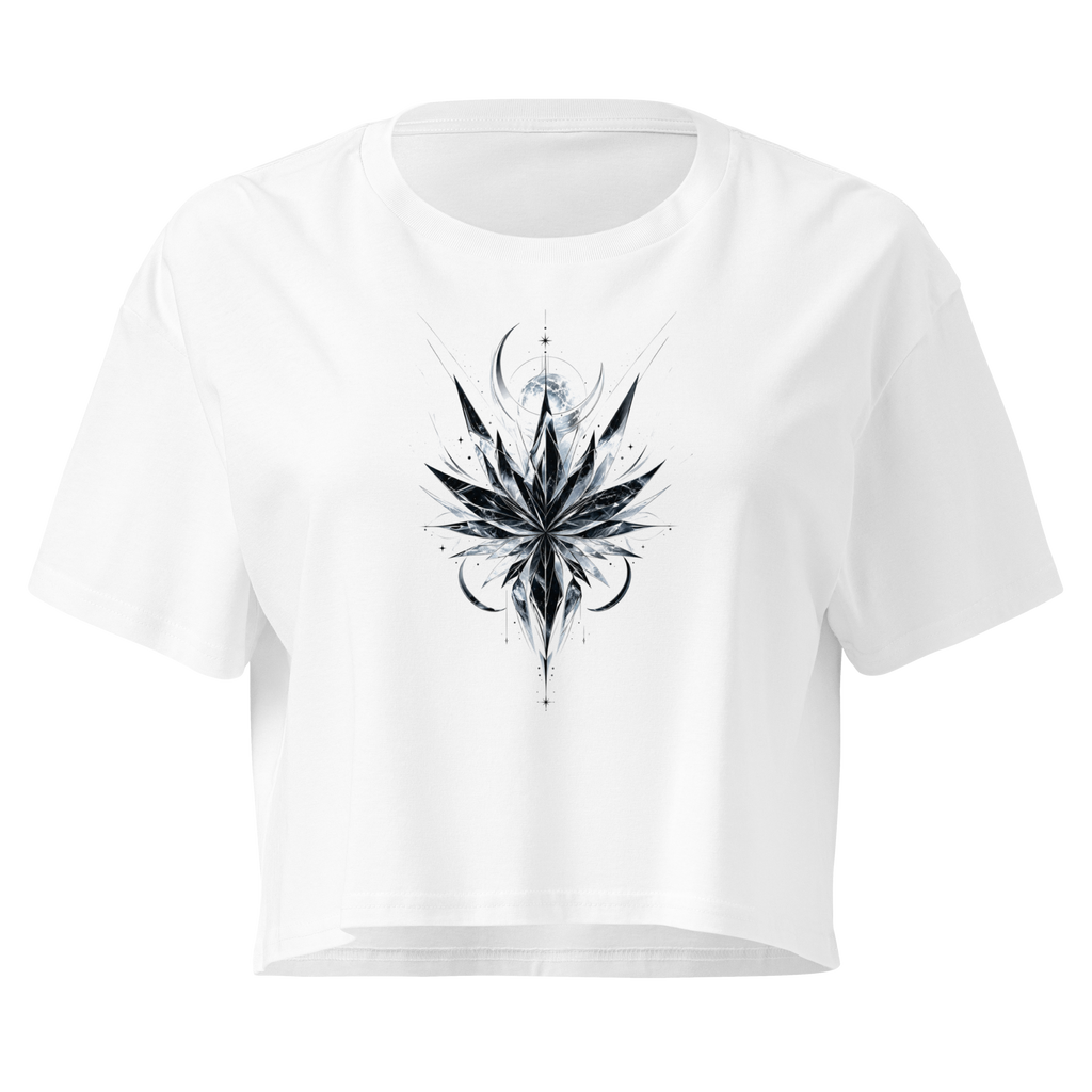 Crystal Veil Crop Top - Design I White