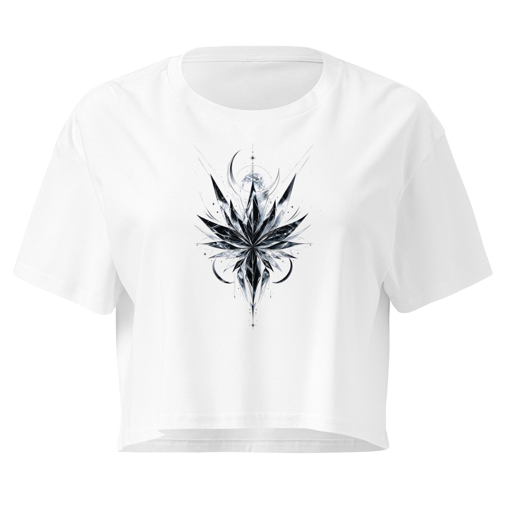 Crystal Veil Crop Top - Design I White