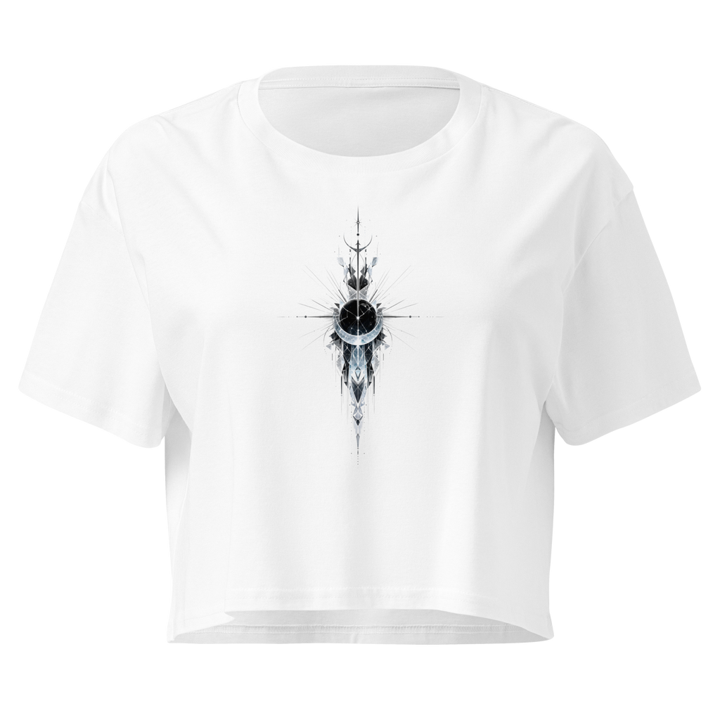 Crystal Veil Crop Top - Design II White