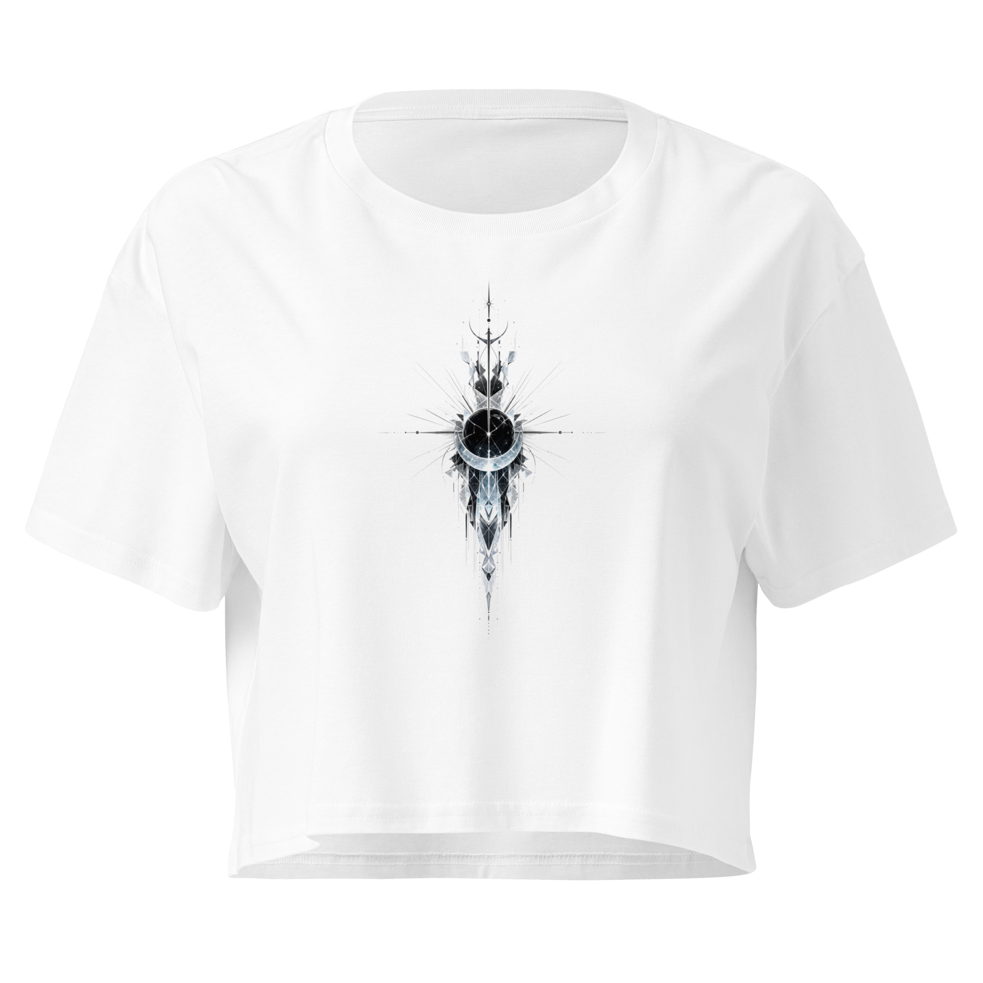 Crystal Veil Crop Top - Design II White