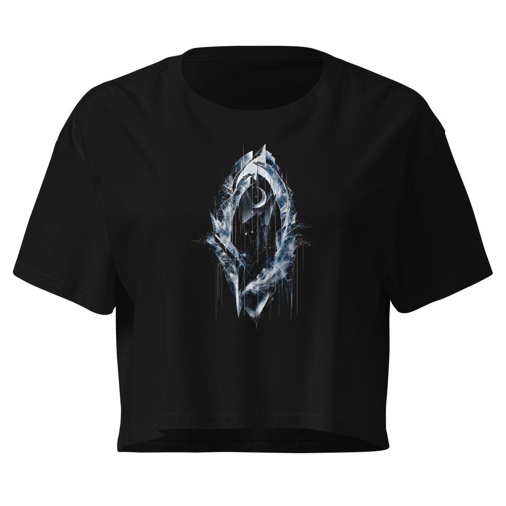 Crystal Veil Crop Top - Design III Black