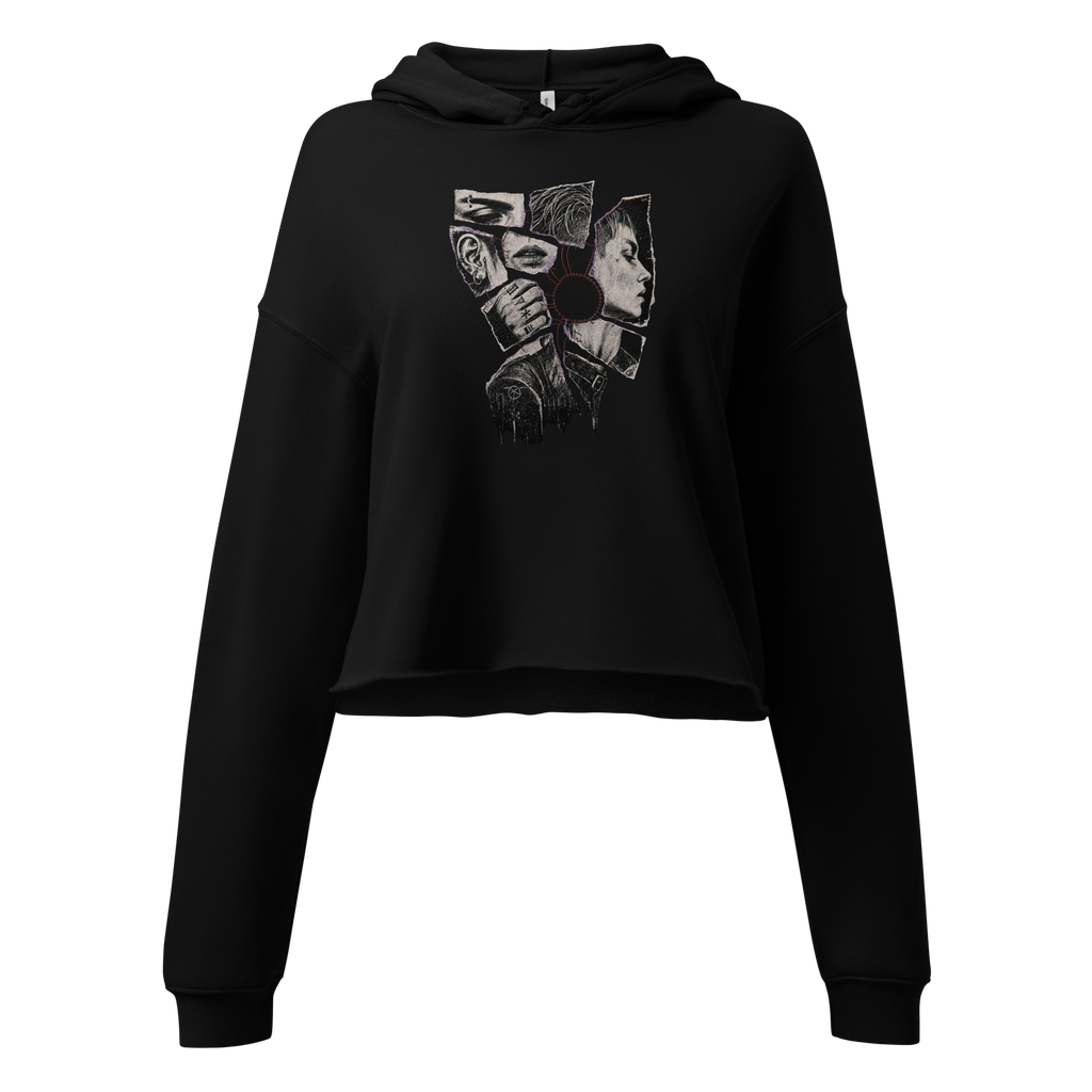MISSING FROM THE PICTURE Cropped Hoodie - Black front