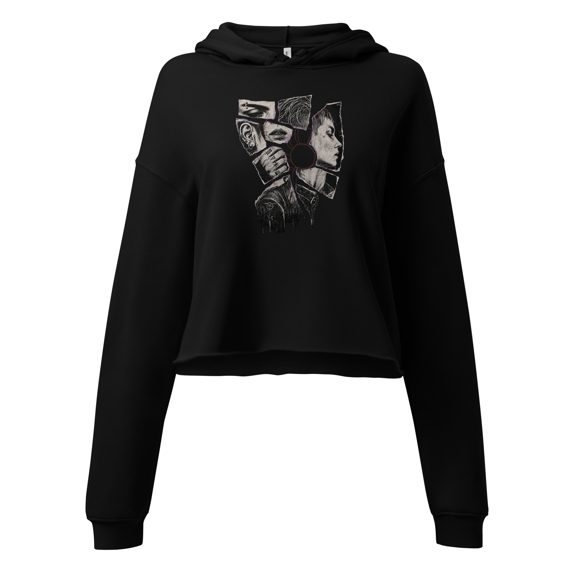MISSING FROM THE PICTURE Cropped Hoodie - Black front