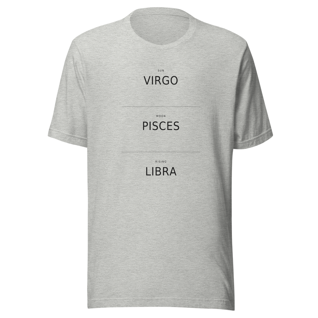 The Big Three Tee, Athletic Heather — personalized birth chart apparel by Starlyzed