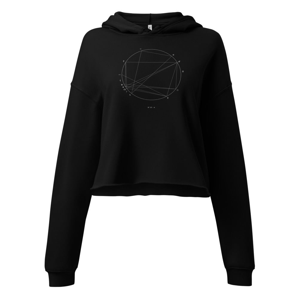 Sage Natal Chart Crop Hoodie Black front Printful mockup