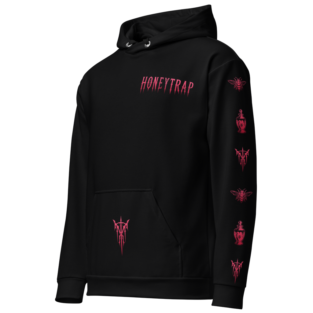 Honeytrap Apothecary AOP Hoodie - Black left front view