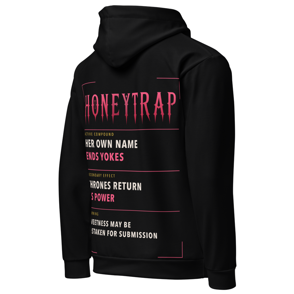 Honeytrap Apothecary AOP Hoodie - Black right back view