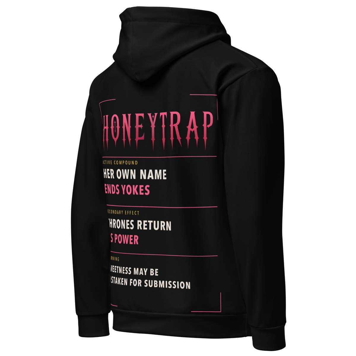 Honeytrap Apothecary AOP Hoodie - Black right back view