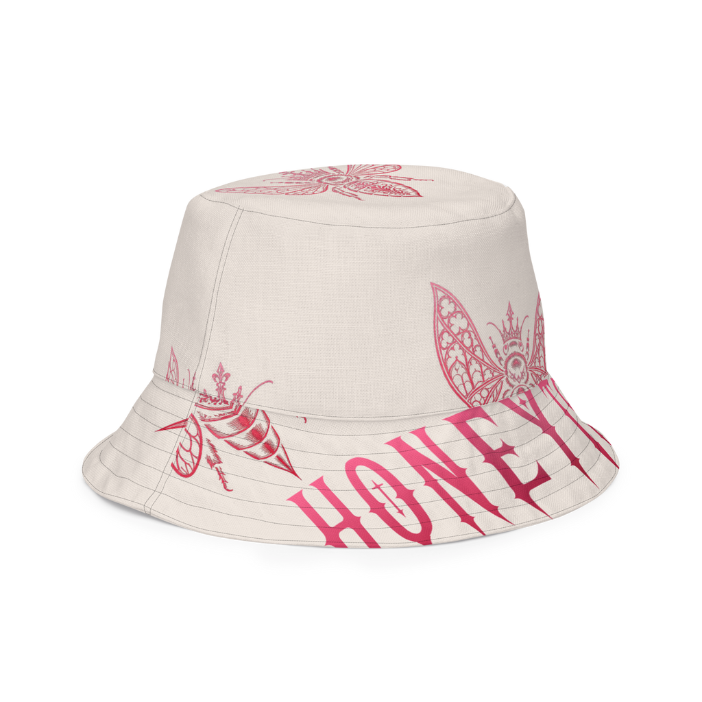 Honeytrap Bee Court Reversible Bucket Hat - Bone inside angle