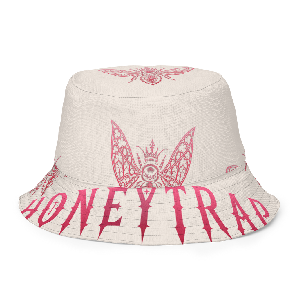 Honeytrap Bee Court Reversible Bucket Hat - Bone inside front