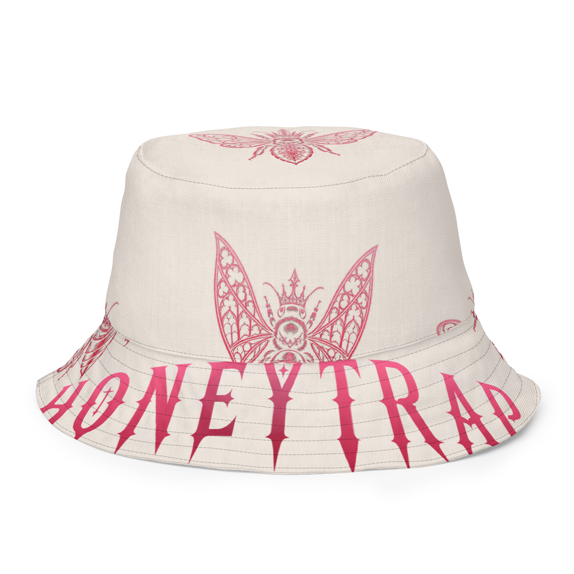 Honeytrap Bee Court Reversible Bucket Hat - Bone inside front