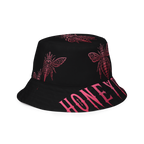 Honeytrap Bee Court Reversible Bucket Hat - Black outside angle