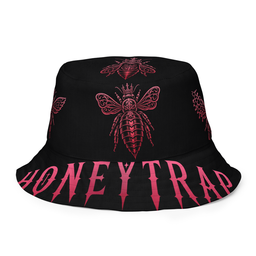 Honeytrap Bee Court Reversible Bucket Hat - Black outside front