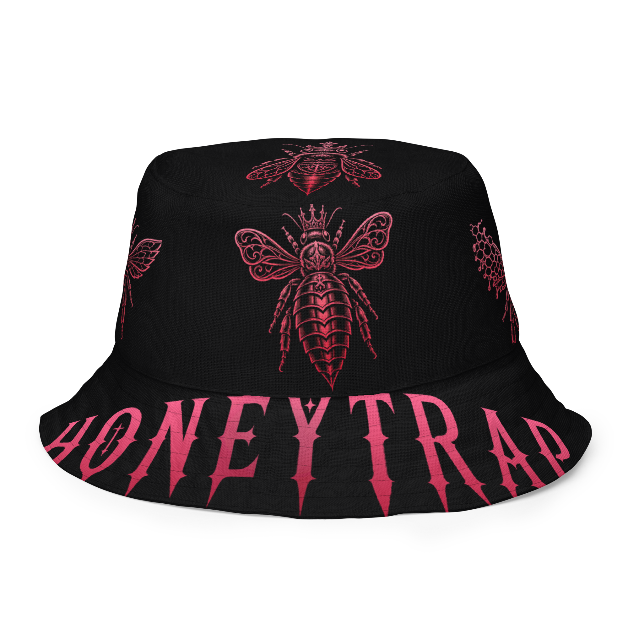 Honeytrap Bee Court Reversible Bucket Hat - Black outside front