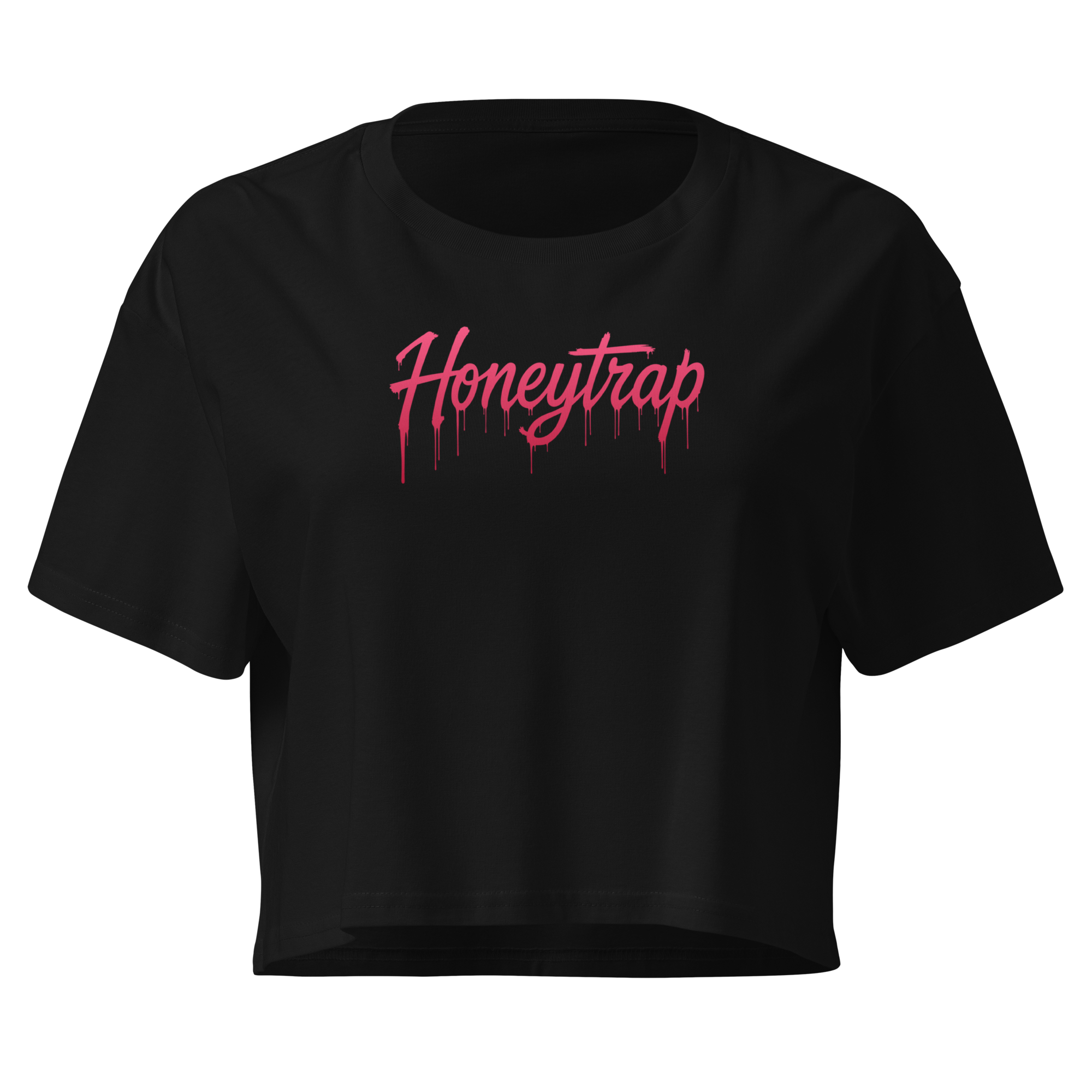 Honeytrap Dripping Script Crop Top - Black front