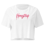Honeytrap Dripping Script Crop Top - White front