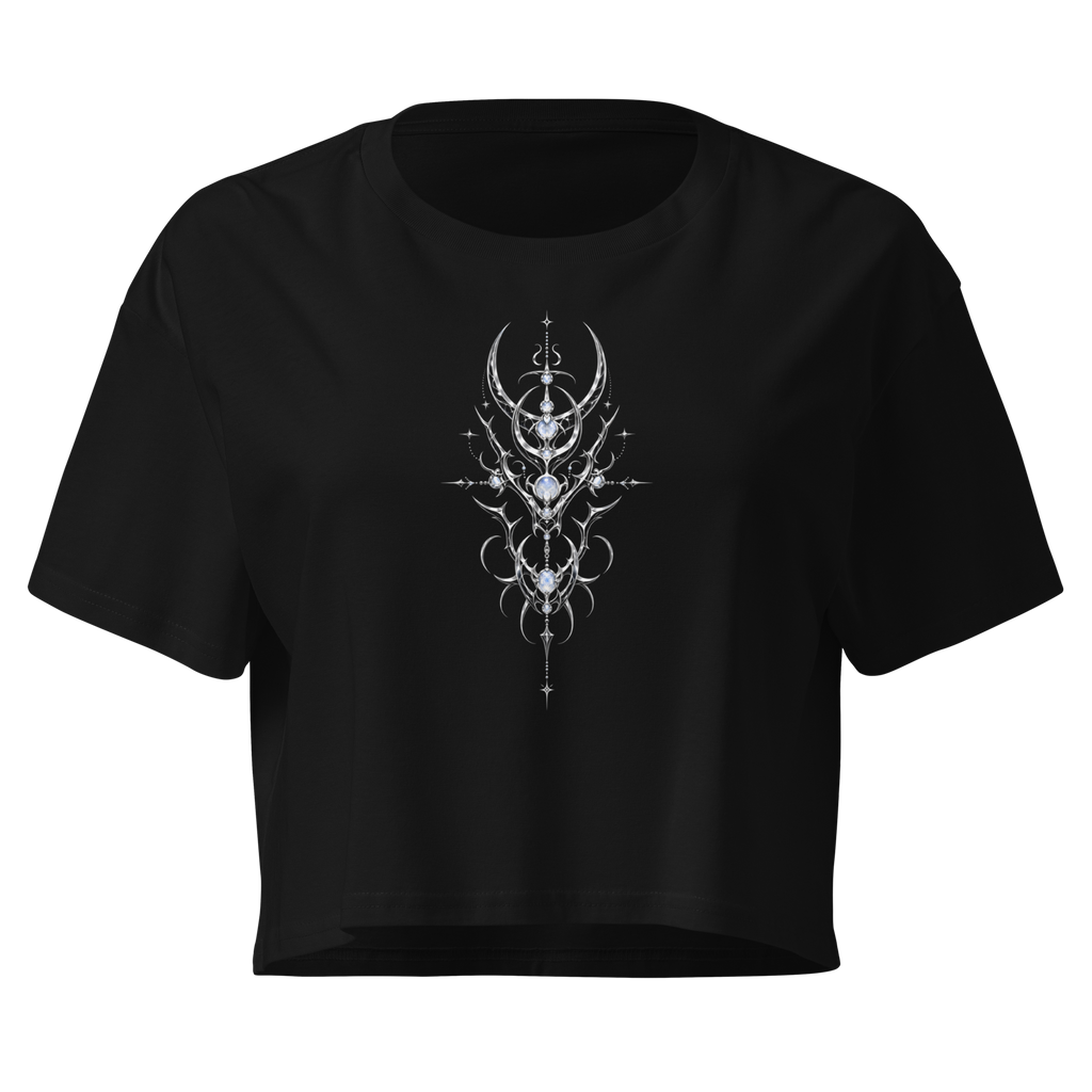 Moonstone Thorn Crop Top - Design I Black