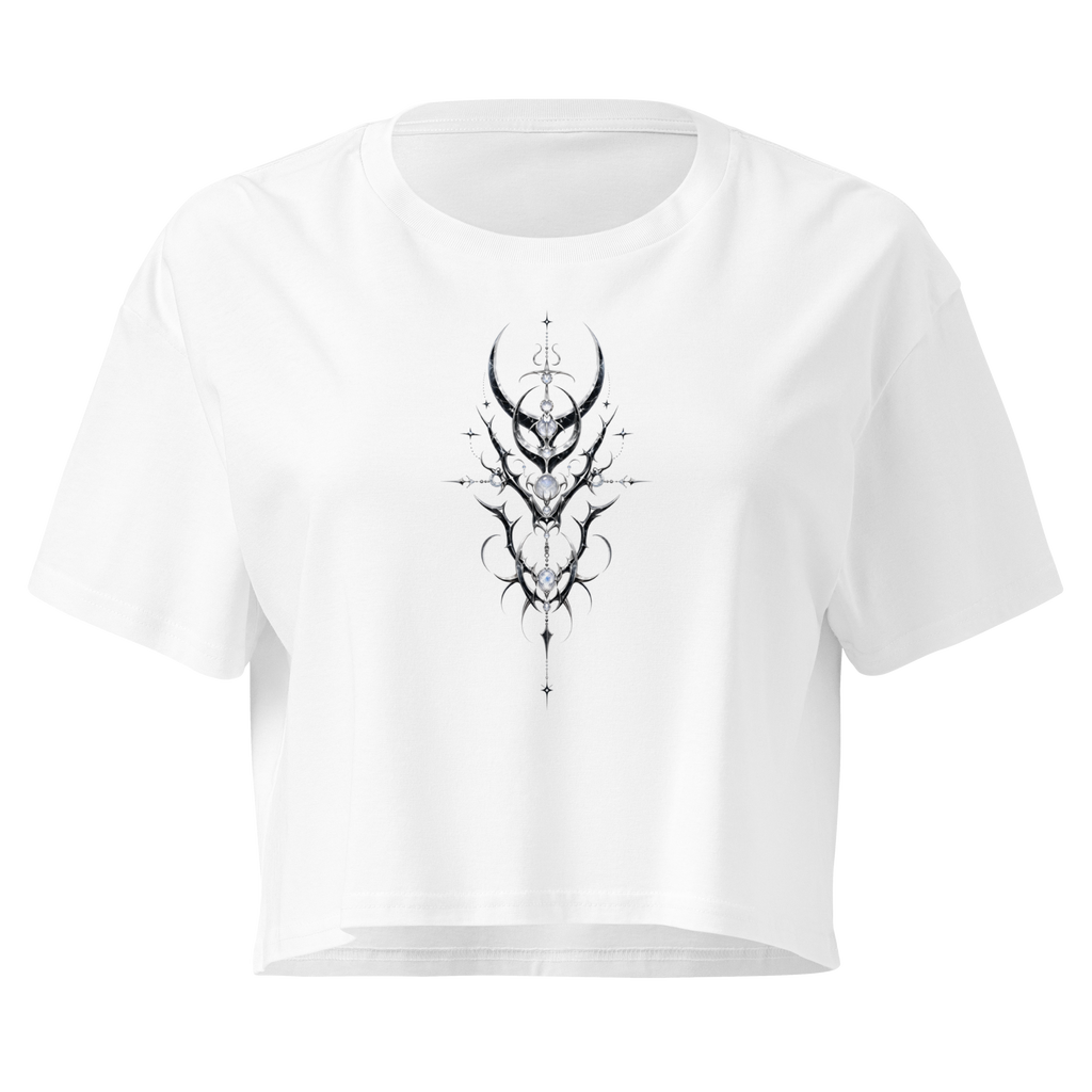 Moonstone Thorn Crop Top - Design I White