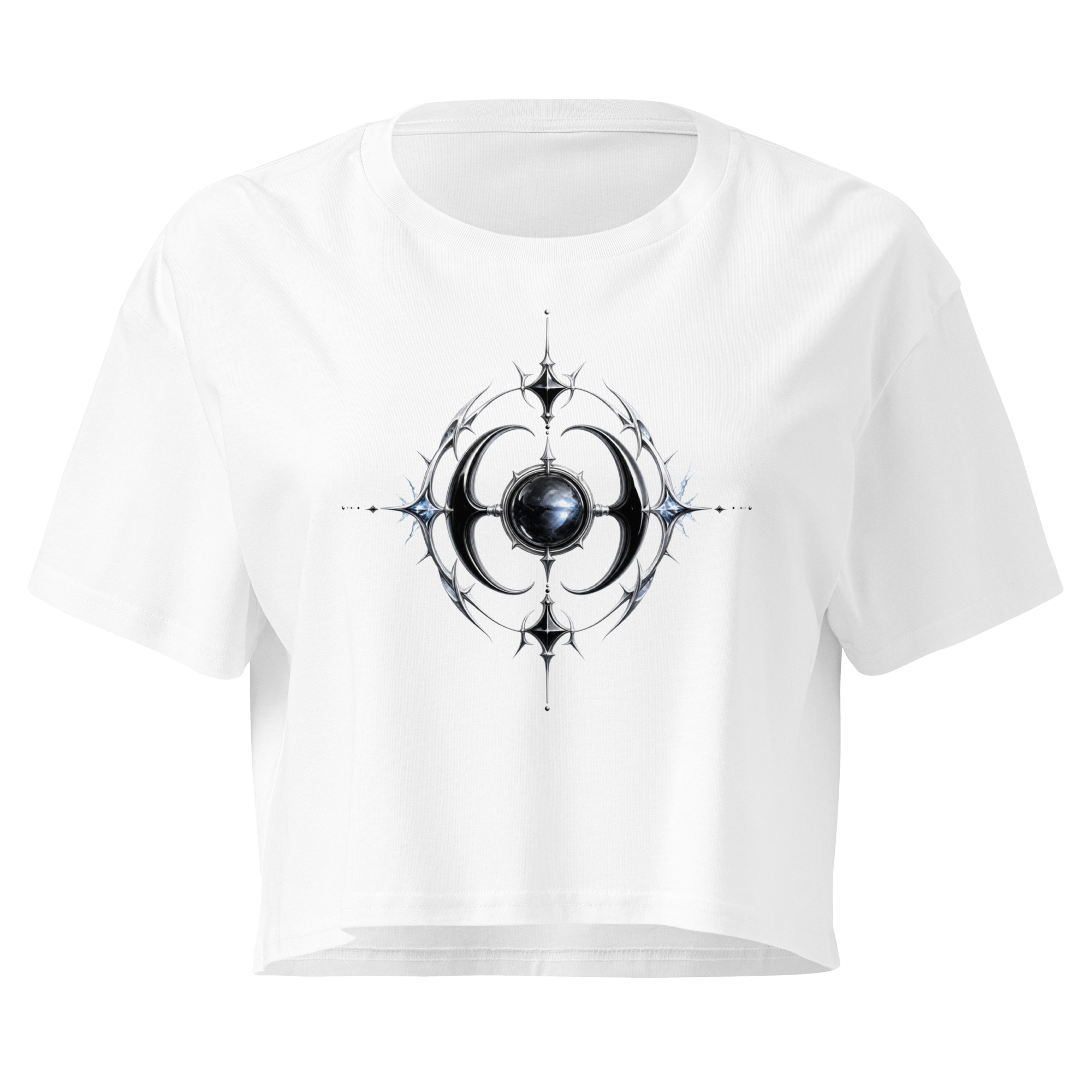 Moonstone Thorn Crop Top - Design III White