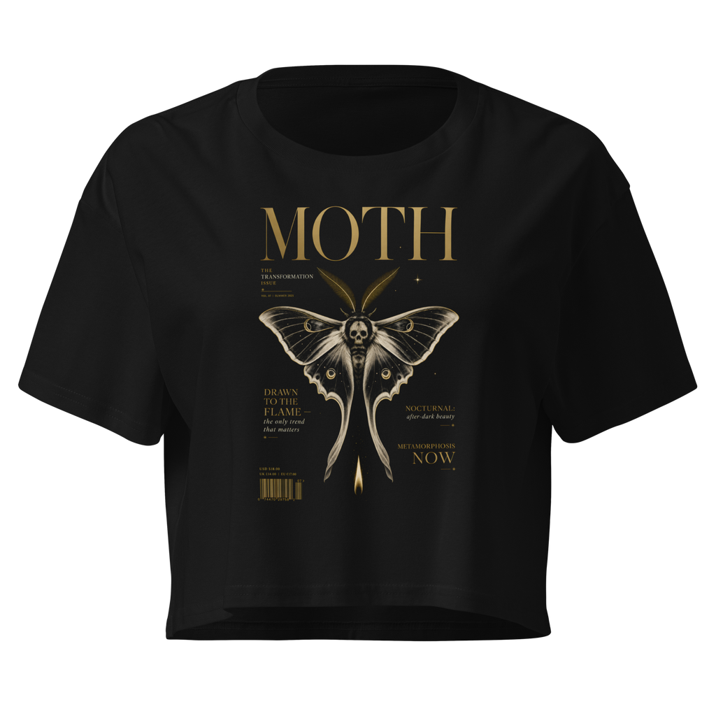 Magazine Cover Crop Top - Black