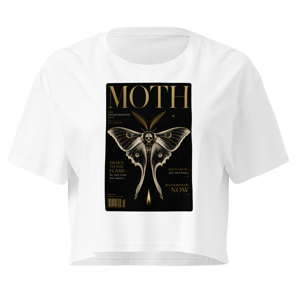 Magazine Cover Crop Top - White