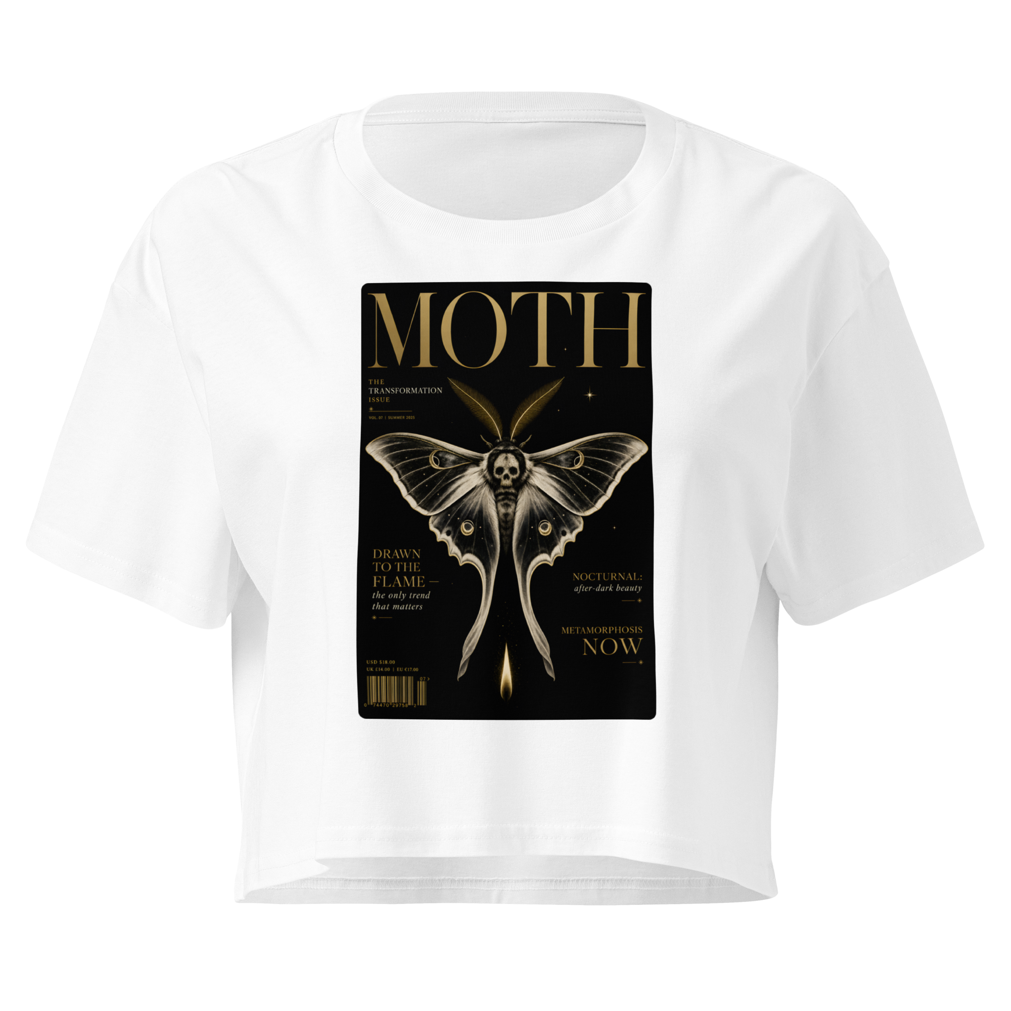 Magazine Cover Crop Top - White