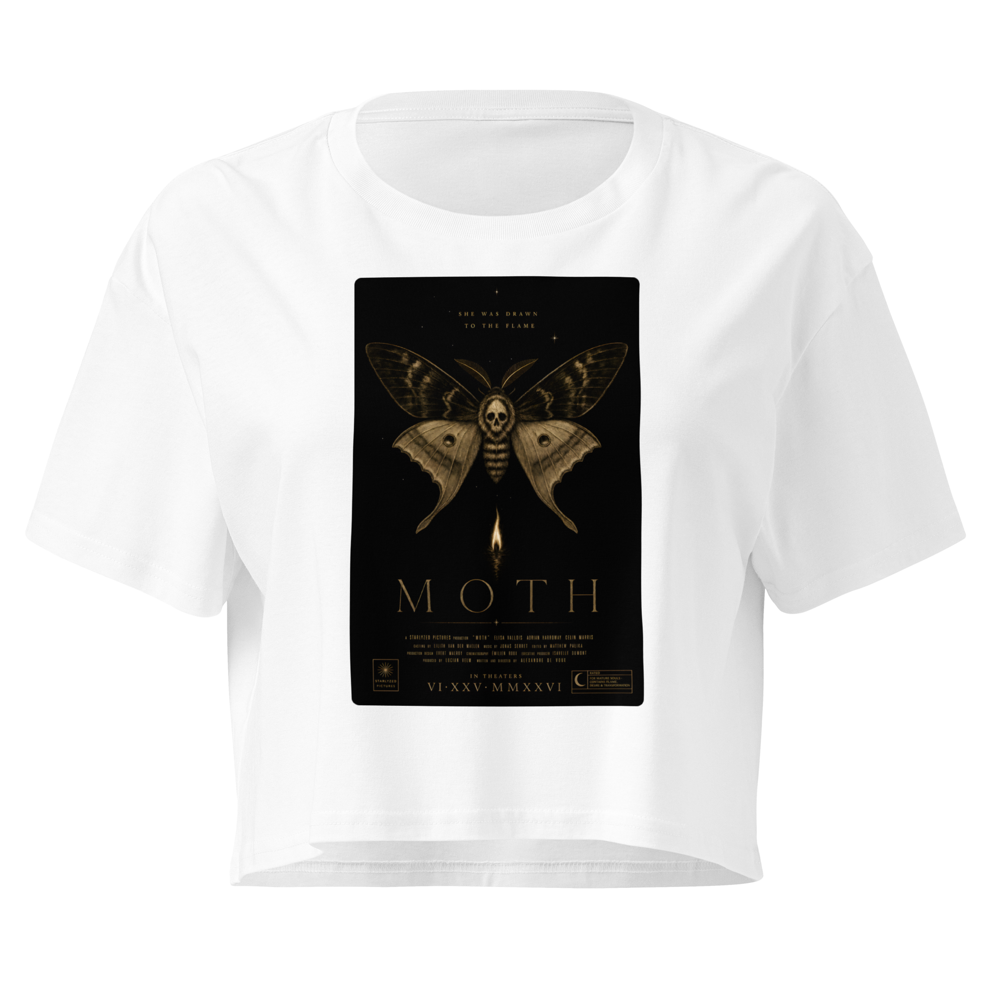 Movie Poster Crop Top - White