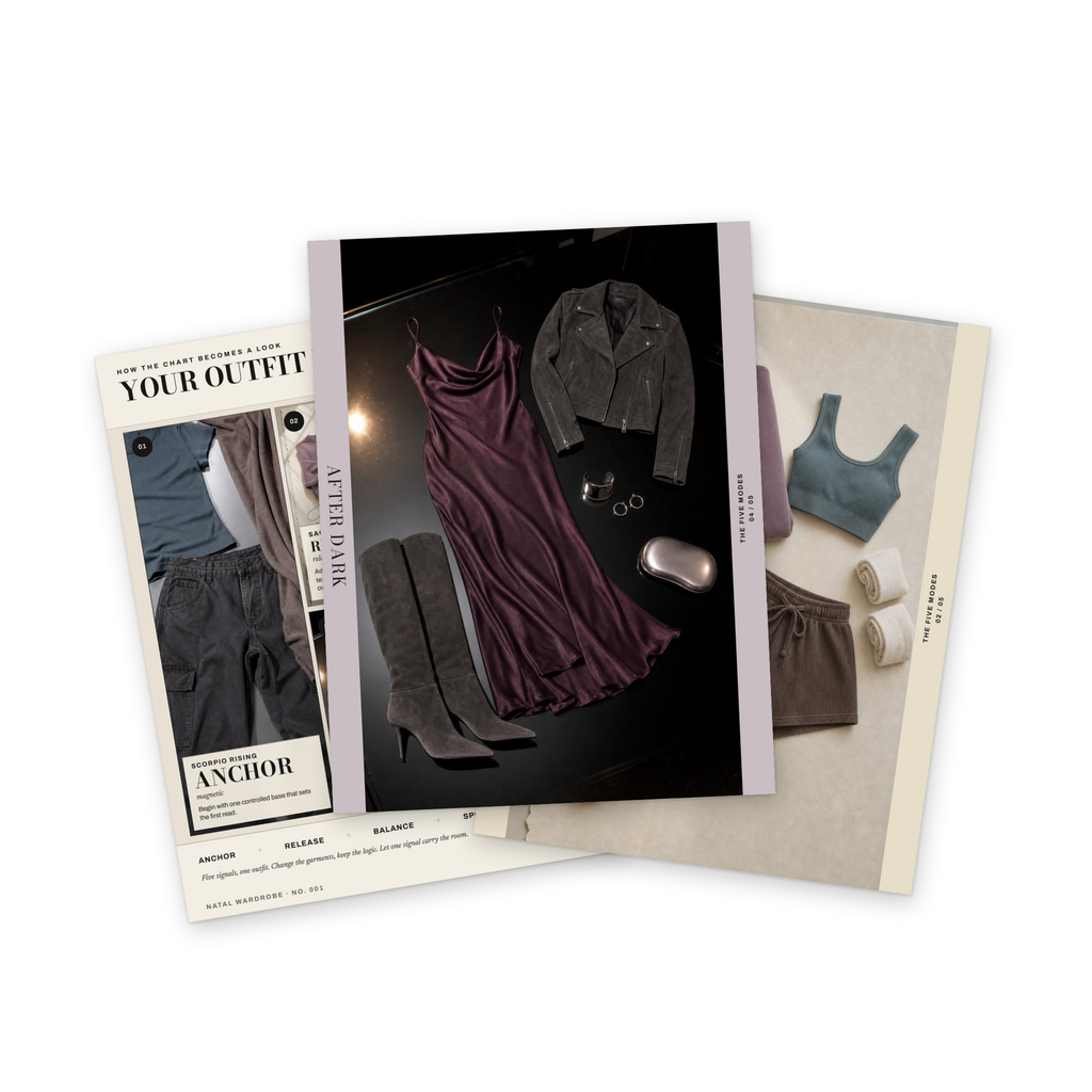 My Chart, My Style, real interior pages including the outfit equation and the five modes, from a sample issue