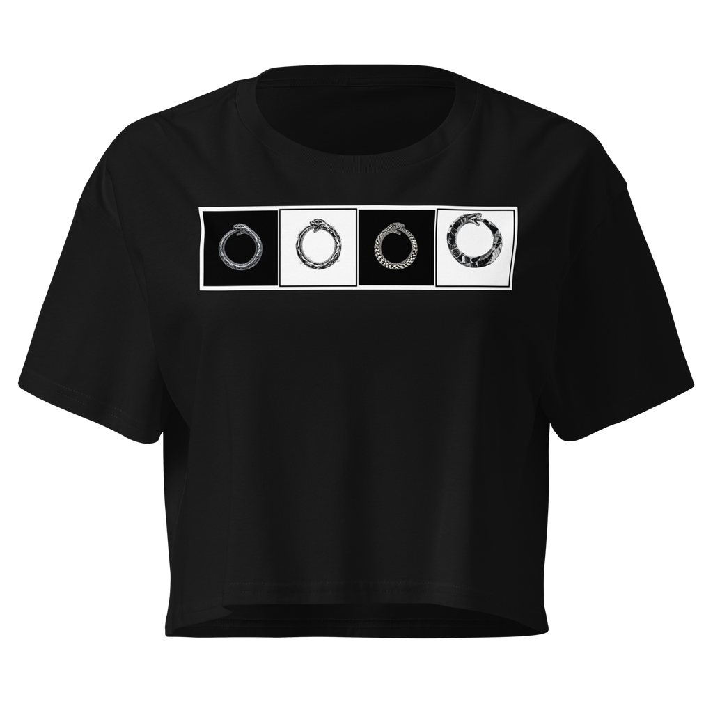 Ouroboros Checkerboard (hero band) Crop Top - Black