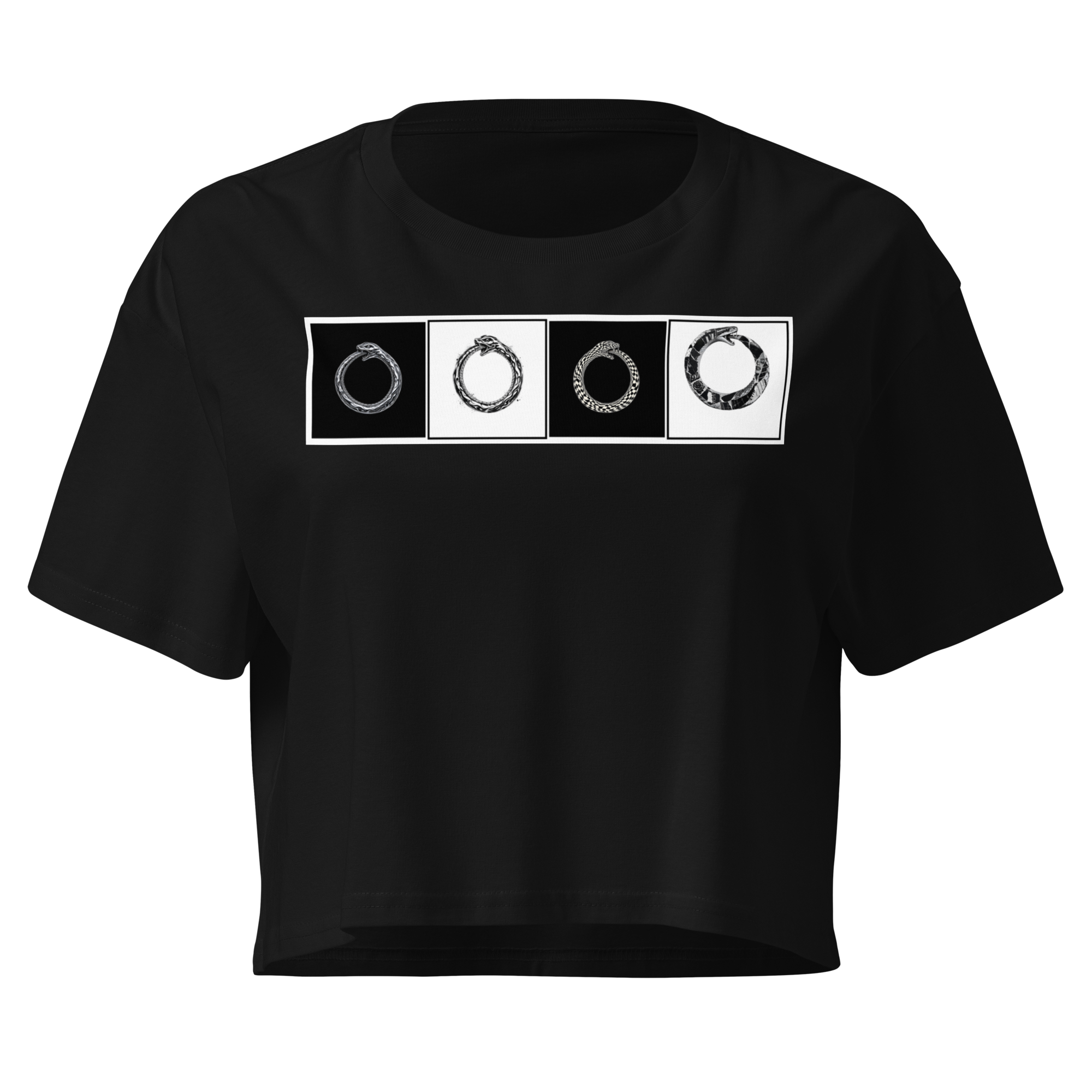 Ouroboros Checkerboard (hero band) Crop Top - Black