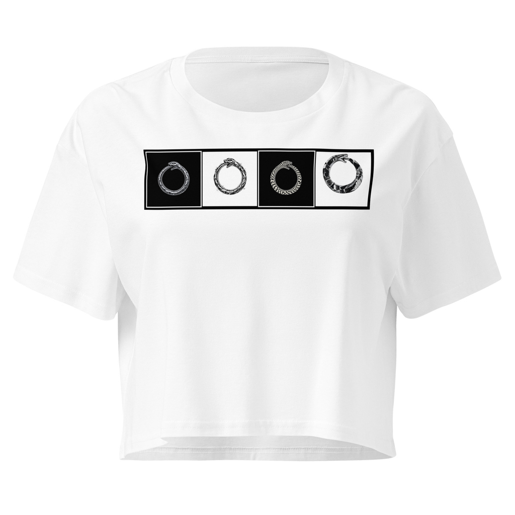 Ouroboros Checkerboard (hero band) Crop Top - White