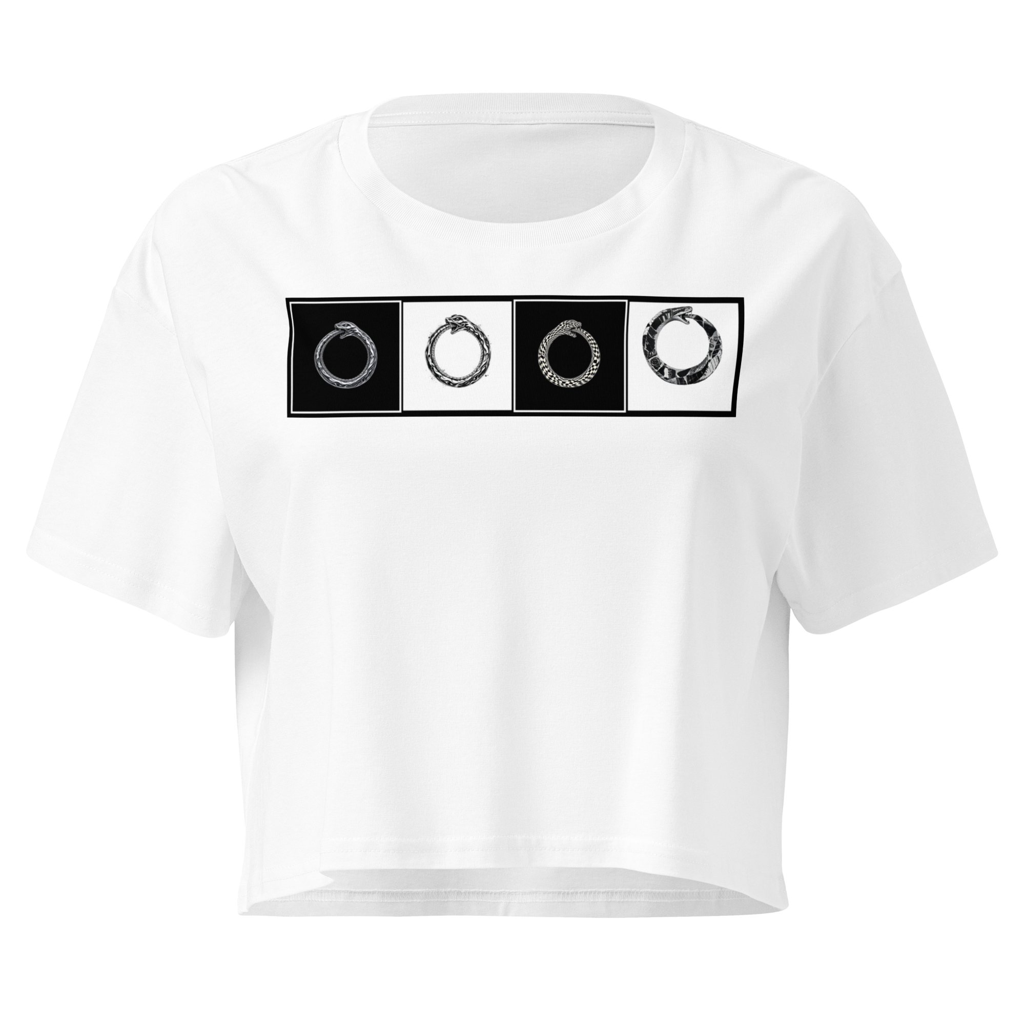 Ouroboros Checkerboard (hero band) Crop Top - White