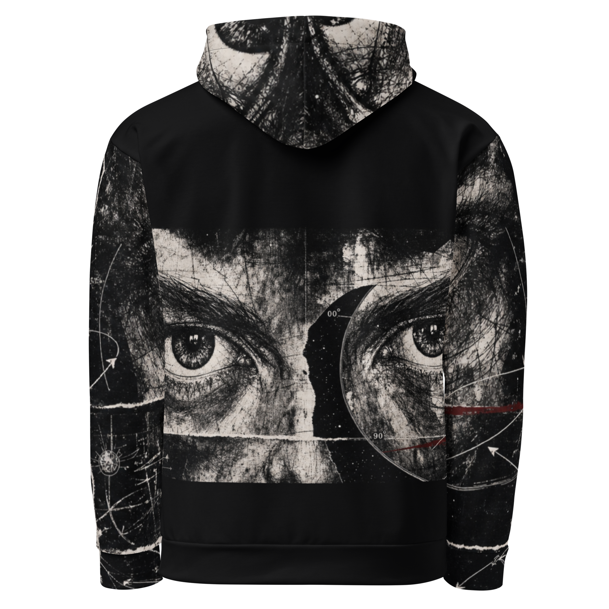 Lunar Afterimage AOP Hoodie - Black Print back view