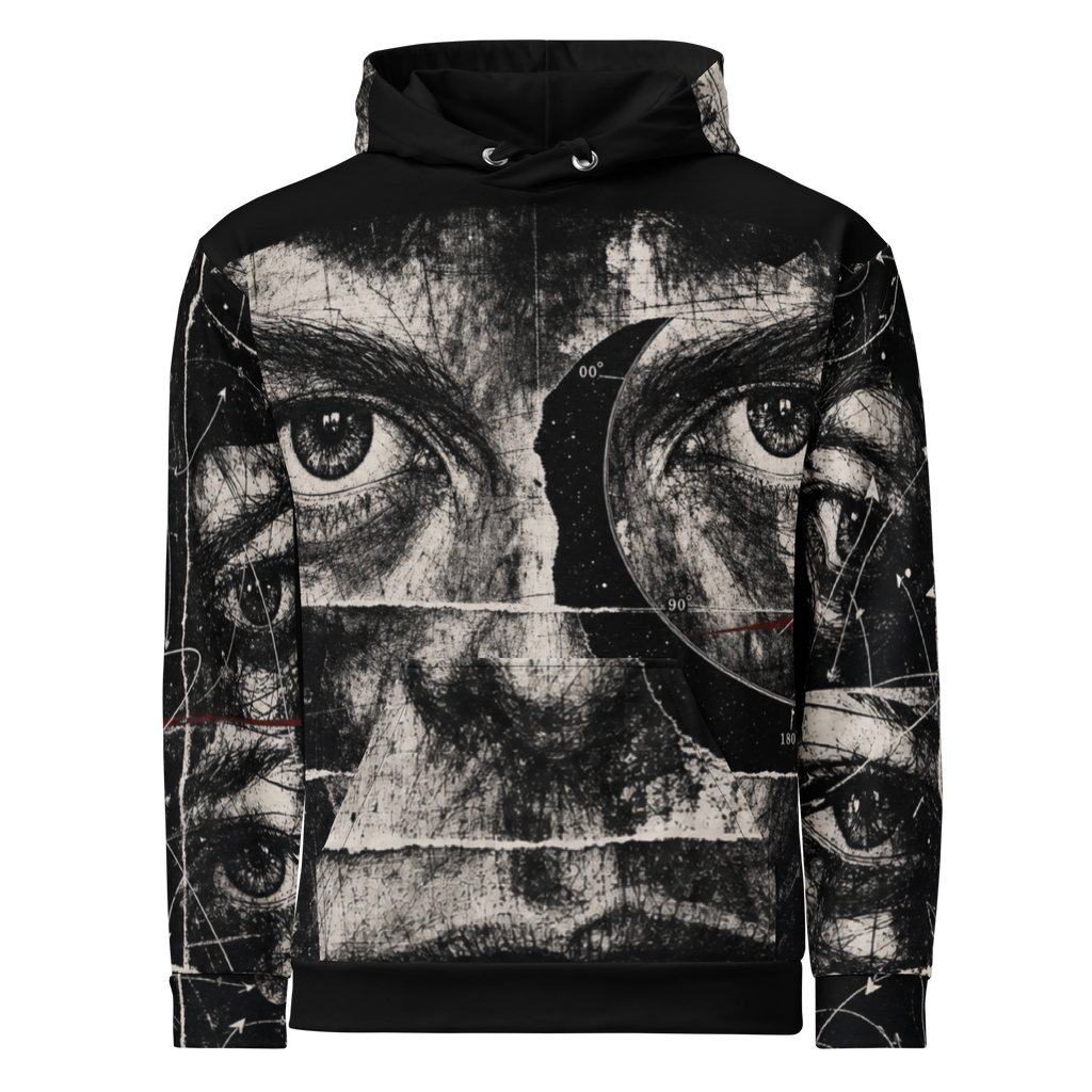 Lunar Afterimage AOP Hoodie - Black Print front view